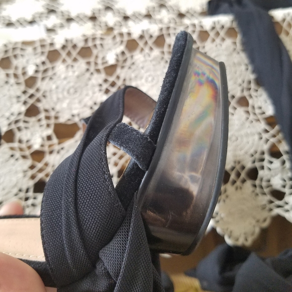 Black Suede Tie Up Smoky Heels - Picture 11 of 15